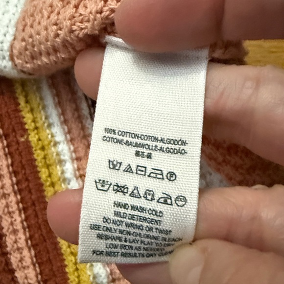 Free People Retro 70s Festival Lollypop Crochet Mini Dress Sunset Combo Large - Picture 4 of 4